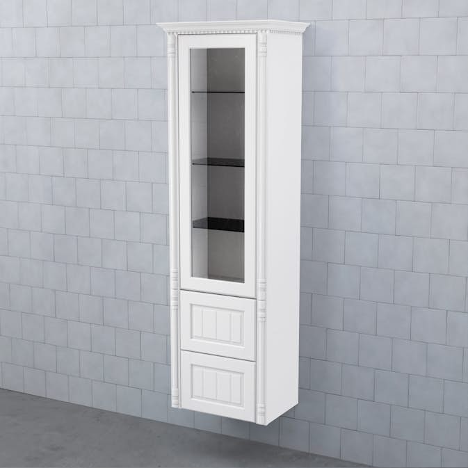 Högskåp Björbo Badrum Valhall Vitrinlucka med Två Lådor